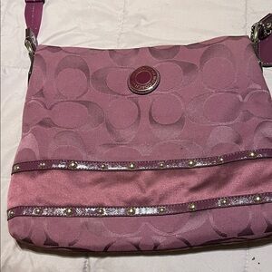 Coach Plum Signature Crossbody with Studded Trim